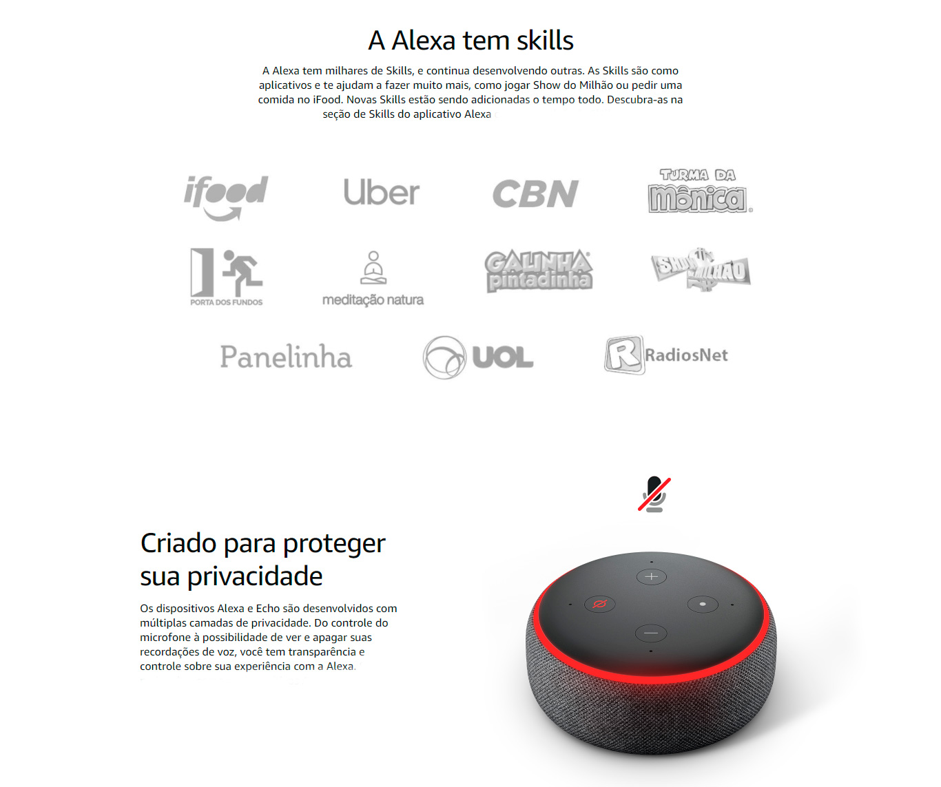 Amazon Echo Dot 3ª Geração Smart Speaker com Alexa - Cinza